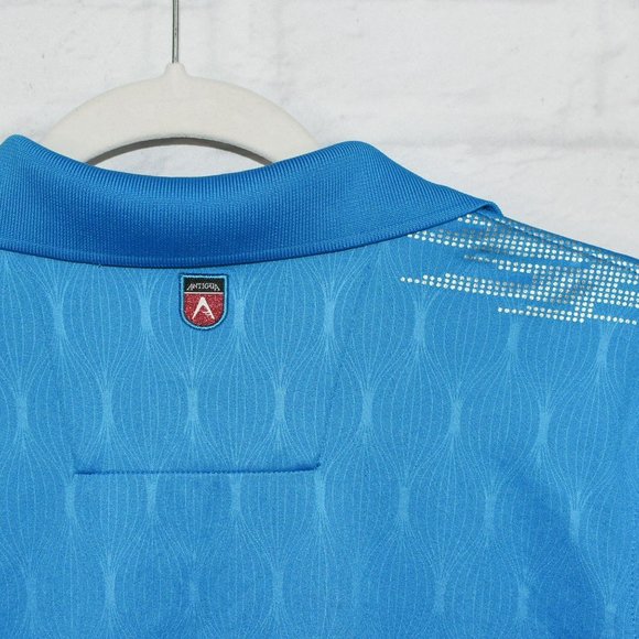 ANTIGUA Golf Women's Metallic Accent Polo Style Top Size Medium Sky Blue - Picture 5 of 8